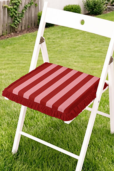 Realhomes Wide Striped Modern Patterned Fringed Zippered Chair Cushion - Tass...