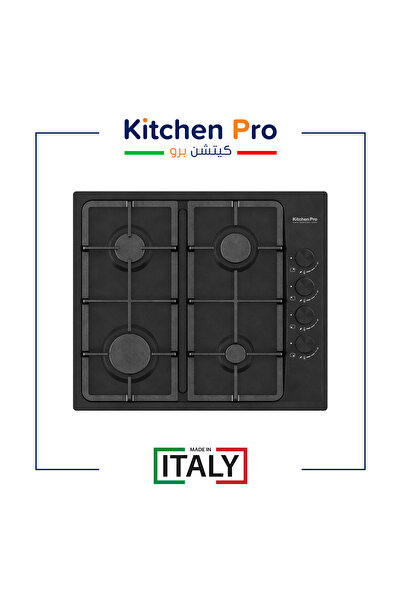Dec Kitchenpro سطح غاز Kitchen Pro إيطالي مدمج 4 شعلات ستانلس ستيل أسود 304 ب...