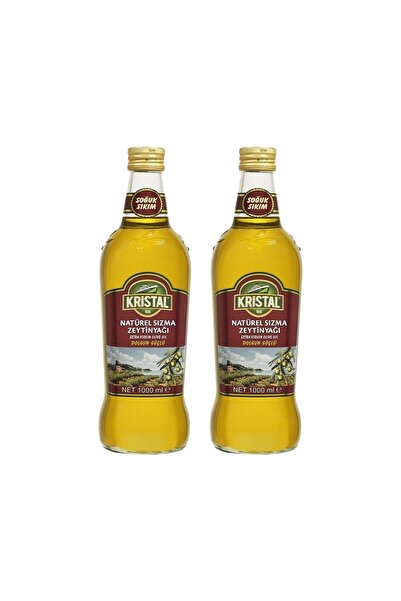 Kristal Natürel Sızma Zeytinyağı Dolgun Güçlü 1 L Cam Şişe 2 li