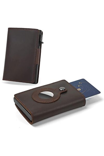 GENERAL Slim Wallet for Air Tag| Genuine Leather RFID Money Holder Automatic ...