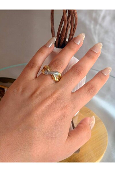 ANKA JEWELLRY خاتم نسائي قابل للتعديل بتصميم عقدة مرصع بالزركون الصلب |   الل...