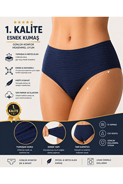 Tektaş Kadın Fitilli Pamuklu Esnek Klasik Slip Külot – Günlük Konfor – 1. Kalite