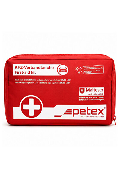 PETEX Κιτ Πρώτων Βοηθειών Αυτοκινήτου DIN13164:2022 - Θήκη Πρώτων Βοηθειών με...