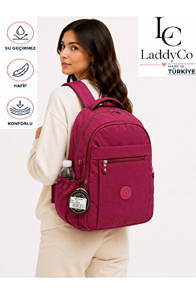 LaddyCo حقيبة ظهر مدرسية عصرية مقاومة للماء للجنسين 2300 أحمر كلاريت