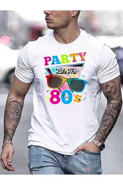 4CR [Retro Colorful] Retro Colorful Men's T-Shirt | "Like The 80's" Print, Su...