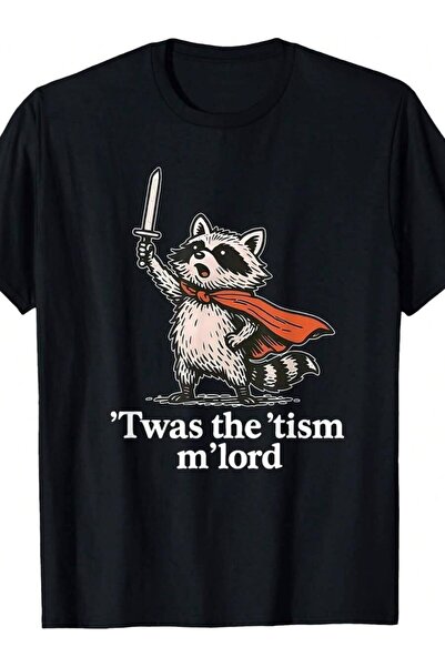 799 Vintage 'TWAS The 'Tism M'Lord Humorous Wizard Raccoon Autism Men'S T-Shi...