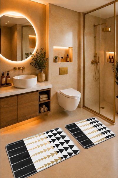 ZNG design home Bath Mat Set of 2 with Non-Slip Base and Washable 60X90 cm - ...