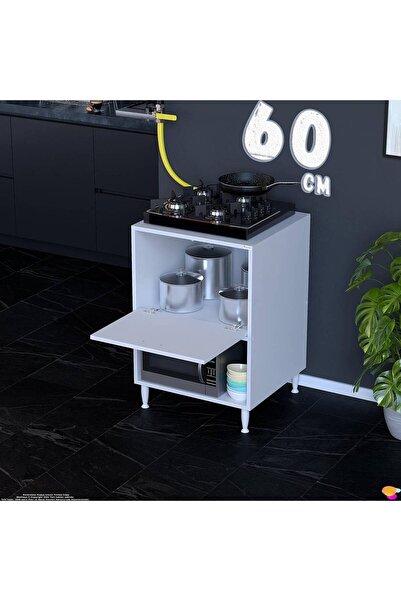 Eliusta Vesta 60 cm Üstten Kapaklı Beyaz Çok Amaçlı Set Üstü Ocak Dolabı Fırı...
