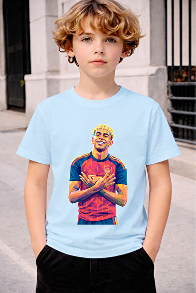STİL-X Lamine Yamal Printed Crewneck Children's and Youth T-Shirt, Soft Textu...