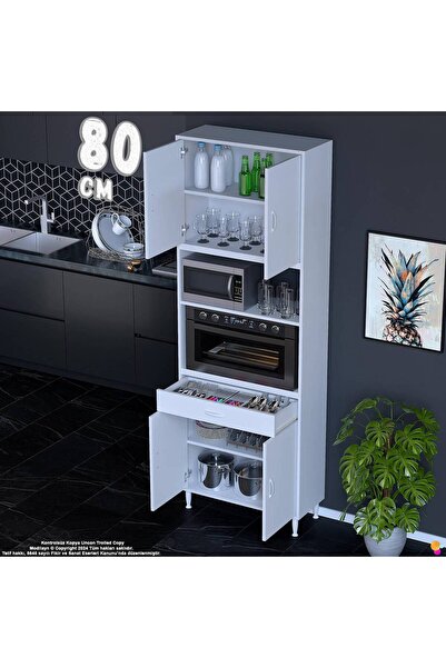Eliusta Bengi 80 cm Organizer Fırın Dolabı - Kahve Makinası Mutfak Robotu Sta...