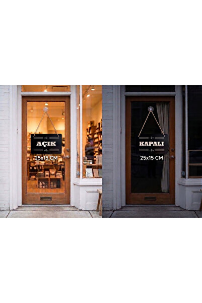 Essa Tasarım Wooden Door Sign Open Closed Double Way Store Shop Office Open C...
