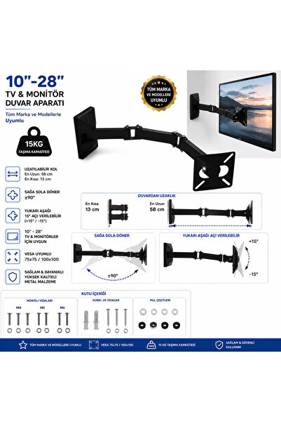 bt bayır teknoloji PC monitörü duvara monte döndürme ve eğme 13-27 inç (33-69...