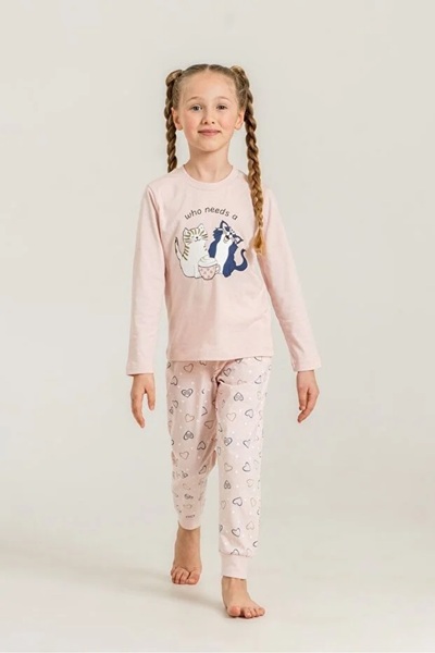 YUYİ ROLY POLY 100% BUMBAC, CU GULER ROTUND, CU MÂNECĂ LUNGĂ, SET DE PIJAMALE PENTRU FETE