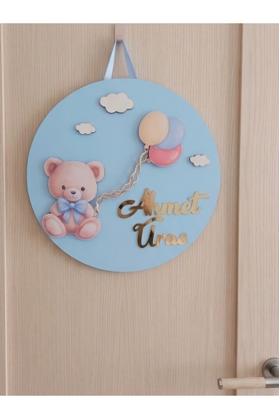 BL Baby Lüks EN YENİ TREND El Yapımı Kişiye Özel Bebek Odası Kapı Süsü Ayıcık...