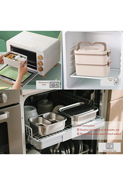 GENERAL Bento Lunch Box, Insulated Double Layer Stainless Steel Lunch Box, Le...