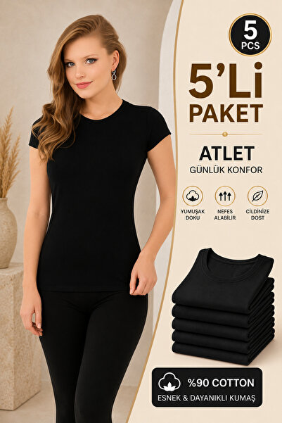 Altınay Women's 5-Pack Short Sleeve Undershirts - 90% Cotton