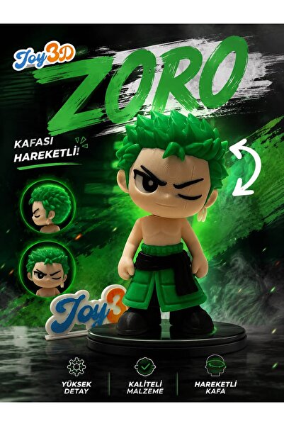JOY 3D One Piece Zoro Yeşil Kılıç Ustası Figür Oyuncak 16cm