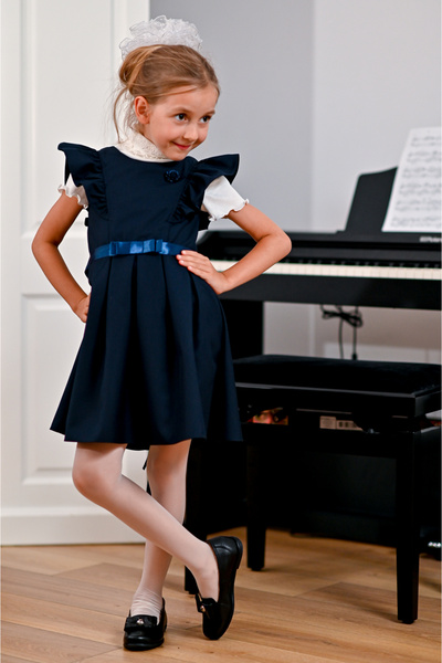 Generic Brand Sarafan elegant de școală Ilaria (clasele 0-6) bleumarin