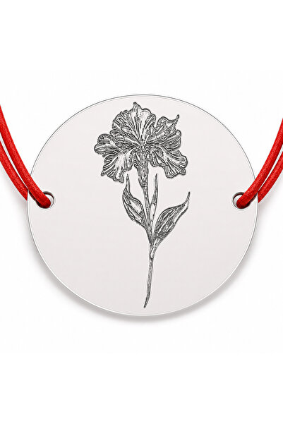 Simoshop Brățară argint 925 cu bănuț floare de iris, șnur reglabil — cadou de...