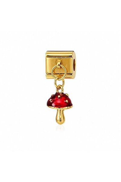 CM Jewelry سوار إيطالي ذهبي مزين بنمط الفطر