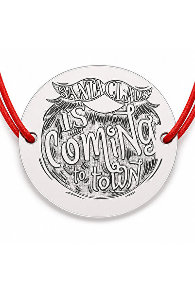 Simoshop Brățară argint 925 cu bănuț mesaj Santa Claus is coming to town, șnu...
