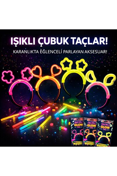 OSKA GLOBAL Glow in the Dark Crown Set 12 Pieces – Star Heart Moon Flower (Ea...
