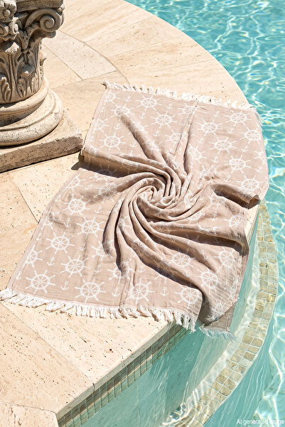 REMSA 100% Cotton Captain Patterned Beach Towel Bath Sauna Sea Towel Peshtema...