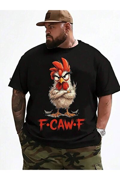 9JY تي شيرت رجالي ونسائي برسومات دجاج مضحكة من F-Caw-F - تي شيرت فضفاض بأكمام...