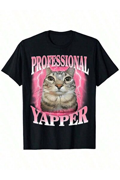 LİNA06 Professional Yapper Cat Funny Oddly Specific Dank Meme T-Shirt