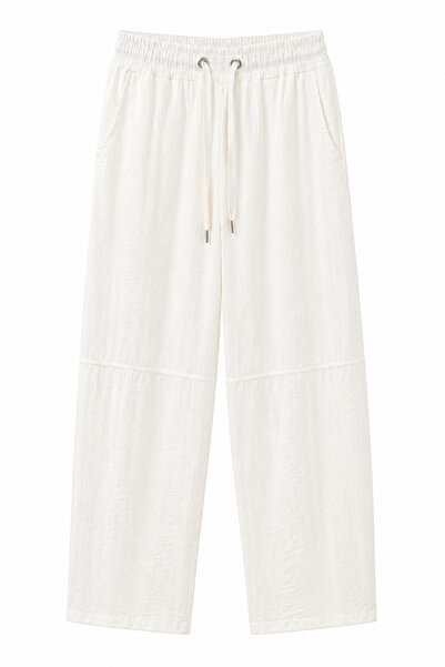 Sezgi Tekin Crinkle Effect Ecru Trousers