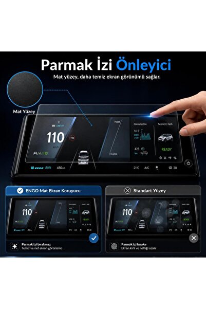 Engo Renault Scenic E-Tech Mat Ekran Koruyucu Gösterge 12.3 inç