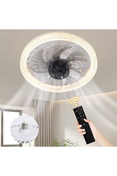 Morvena Picks Ventilator de tavan cu lumină LED și telecomandă, afișaj clar, ...