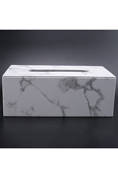 STARSTAR Marble-patterned faux leather rectangular tissue box with towel rack