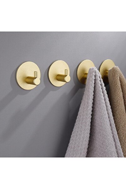 STARSTAR Self-adhesive gold hooks - 4 stainless steel hooks for hanging coats...
