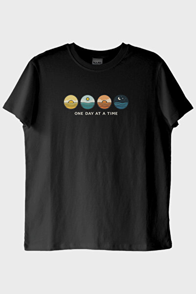 lofux One Day at a Time Black T-Shirt