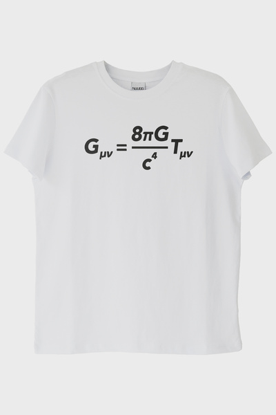 lofux Design White T-Shirt with Einstein's Formula on the Body