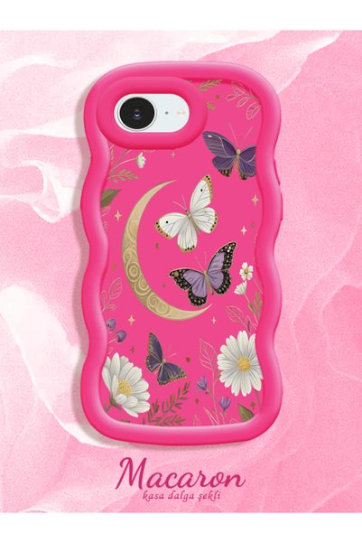CHICASELUX iPhone 16E/17E Compatible Wavy Frame Moon Butterfly and Flower Pat...