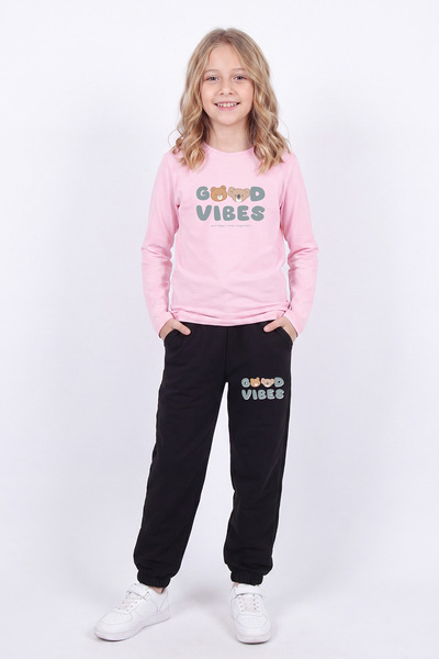 FYK KİDS Girls' Printed Long Sleeve Tracksuit Set