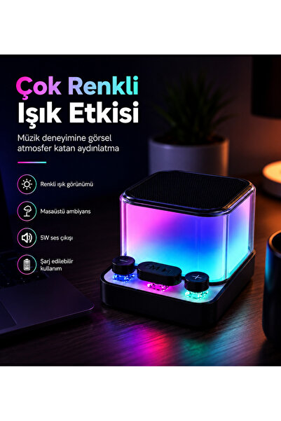 Hil Tech Eminönü Toptan Elektronik Mini Bluetooth Hoparlör RGB Işıklı 5W TWS ...