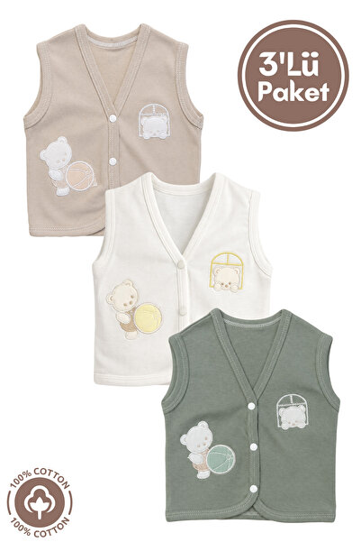 Miniel Unisex Baby Bulk Teddy Bear Embroidered Organic Cotton 3-6-9 Months 3-...