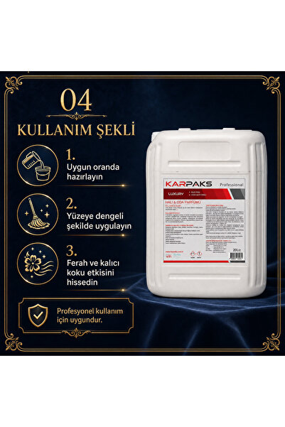 KARPAKS Luxury Halı ve Oda Parfümü 20 L Profesyonel Büyük Boy Premium Ferah Koku