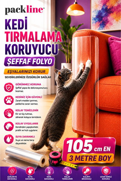 Packline Marketing Zaštitna folija za sofu od grebanja od mačaka, providna le...
