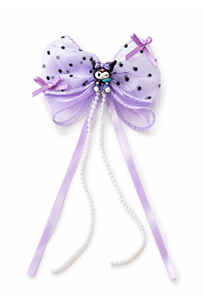 Nat's Accessories Kız Çocuk Mor Fiyonk Çıt Çıt Toka Kuromi Figürlü İncili Uzu...