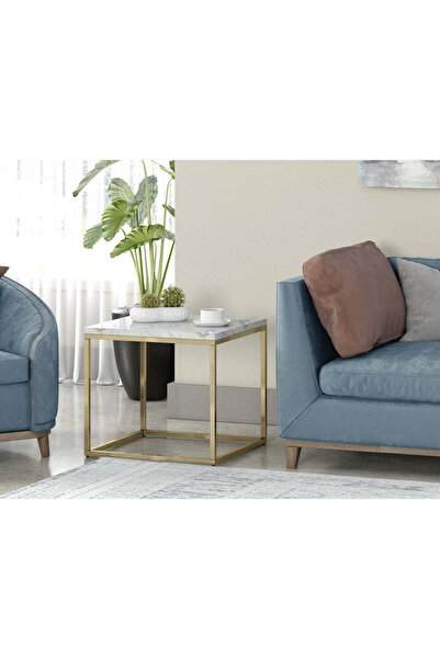 Roots Furniture طاولة جانبية مربعة من الرخام