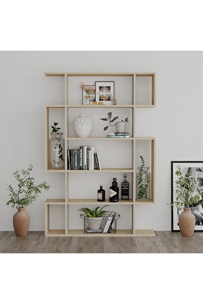 Mourah Home 6 Tier Mito Bookcase - 25.5x161x108.5cm (Light Oak/Beige) - M.KT.02.13160.10