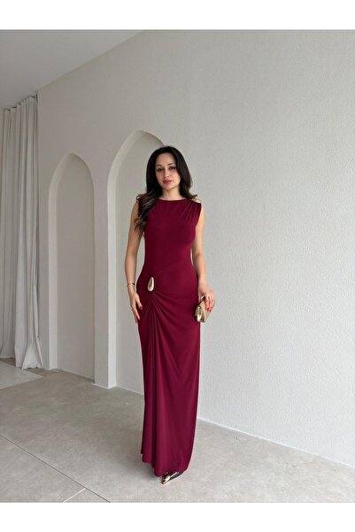 Mooi Butik فستان جانجل ماكسي 7891 - أحمر داكن