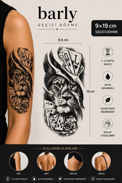 Barly Kart Aslan Dövme Geçici Tattoo