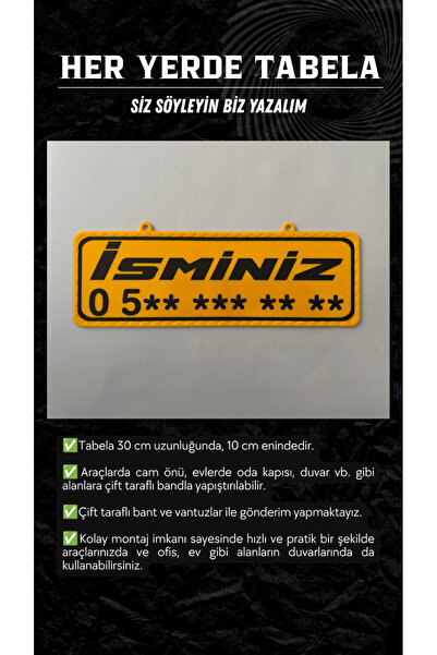 tabelacım Kişiye Özel PLeksi İsim Telefon No Tabelası (İSTEDİĞİNİZ YAZIYI YAZ...