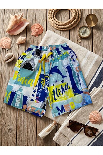 mikam Children's Waiter Shorts New Patterned Shorts Swim Shorts