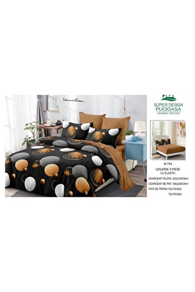 Pucioasa Set de lenjerie de pat gros Finet, 6 piese, cu cearșaf cu elastic BBA64